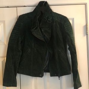 Green suede BLANK NYC motto jacket.